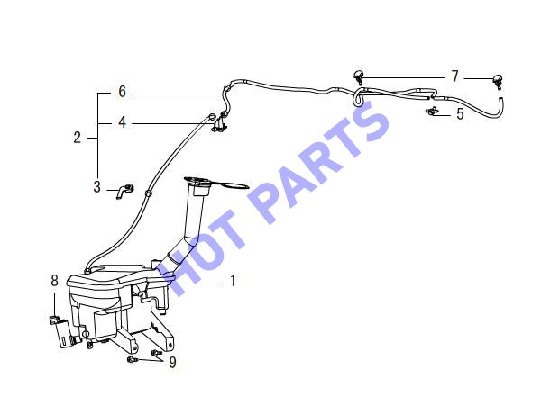 FRONT WINDSHIELD WASHER DEVICE