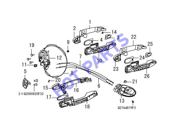 REAR DOOR LOCK AND HANDLE